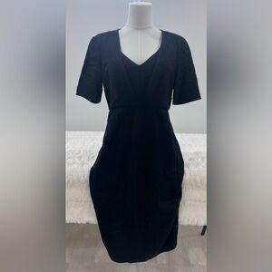 Jil Sander Black Short Sleeve Wool Mini Dress